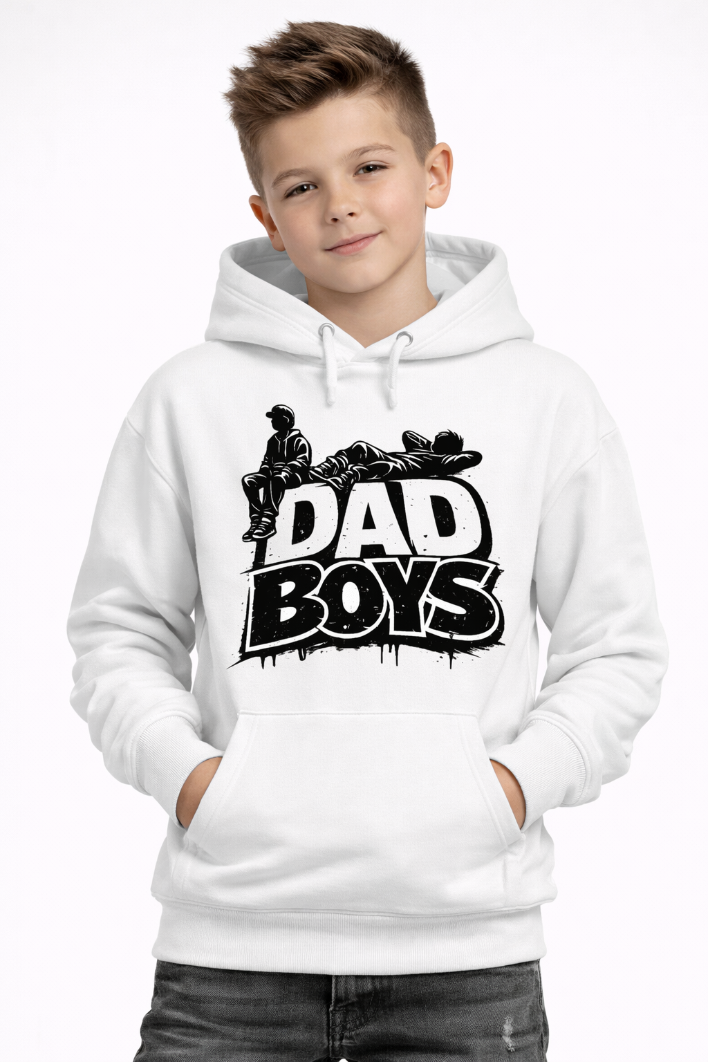 Dad Boys Kids Hoodie – White Edition